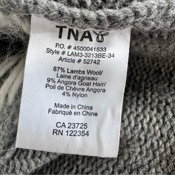 Aritzia TNA Lambswool & Angora Sea to Sky Zip-up Cardigan Sweater Grey White XS - Picture 8 of 8